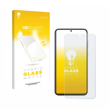 Front side of a product packaging with the brand logo upscreen. Next to it is the device Samsung Galaxy S23 Plus shown with th