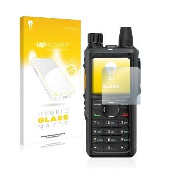 Front side of a product packaging with the brand logo upscreen. Next to it is the device Hytera HP 685 shown with the correspo