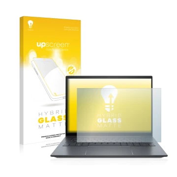 Front side of a product packaging with the brand logo upscreen. Next to it is the device HP Elite Dragonfly G3 shown with the 