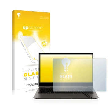 Front side of a product packaging with the brand logo upscreen. Next to it is the device Samsung Galaxy Book3 360 13