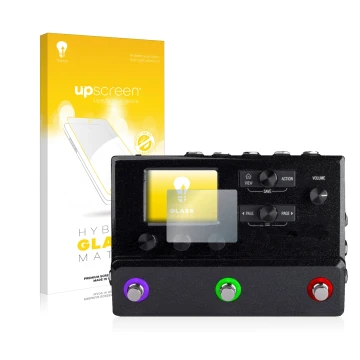 Front side of a product packaging with the brand logo upscreen. Next to it is the device Line 6 hx stomp shown with the corres