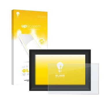 Front side of a product packaging with the brand logo upscreen. Next to it is the device Yenock Digitaler Bilderrahmen 10.1 Zo