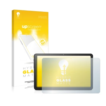 Front side of a product packaging with the brand logo upscreen. Next to it is the device Doro Tablet 10.4