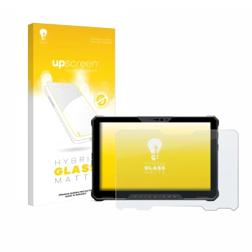 Front side of a product packaging with the brand logo upscreen. Next to it is the device Dell Latitude 7230 Rugged Extreme sho