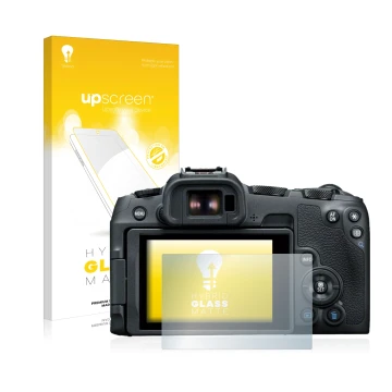Front side of a product packaging with the brand logo upscreen. Next to it is the device Canon EOS R8 shown with the correspon