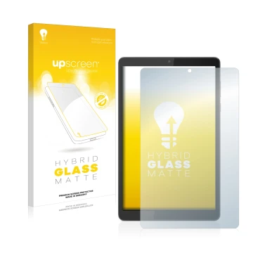 Front side of a product packaging with the brand logo upscreen. Next to it is the device Lenovo Tab M8 (4th Gen.) shown with t