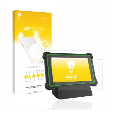 Front side of a product packaging with the brand logo upscreen. Next to it is the device Hella Gutmann Mega Macs X (tablet) sh
