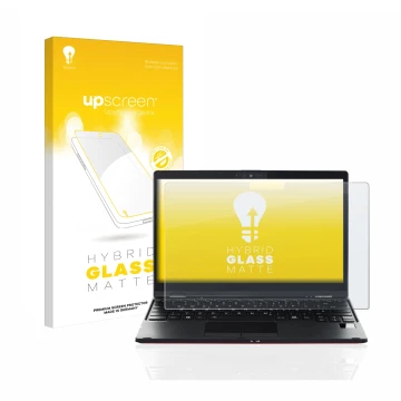 Front side of a product packaging with the brand logo upscreen. Next to it is the device Fujitsu Lifebook U9311X shown with th