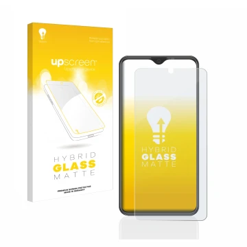 Front side of a product packaging with the brand logo upscreen. Next to it is the device Beafon M6s premium shown with the cor
