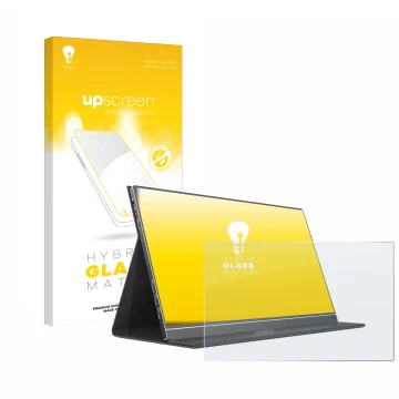 Front side of a product packaging with the brand logo upscreen. Next to it is the device Arzopa S1 Table 15.6