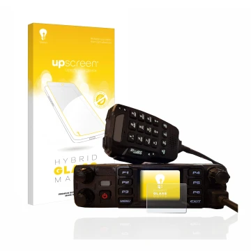Front side of a product packaging with the brand logo upscreen. Next to it is the device AnyTone AT-D578UV plus shown with the