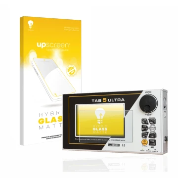 Front side of a product packaging with the brand logo upscreen. Next to it is the device Rover TAB 5 ULTRA shown with the corr