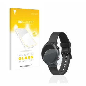 Front side of a product packaging with the brand logo upscreen. Next to it is the device Doro Watch shown with the correspondi