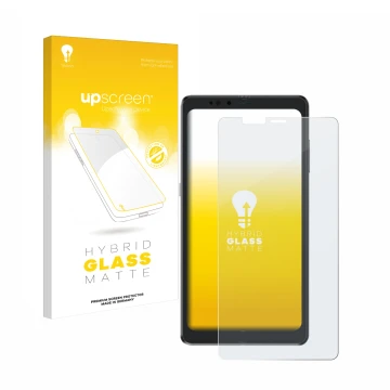 Front side of a product packaging with the brand logo upscreen. Next to it is the device Hisense A9 shown with the correspondi