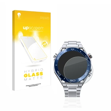 Front side of a product packaging with the brand logo upscreen. Next to it is the device Huawei Watch Ultimate (48.5 mm) shown