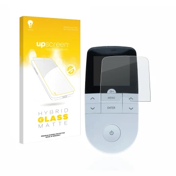 Front side of a product packaging with the brand logo upscreen. Next to it is the device Beurer EM 49 Digital TENS/EMS shown w