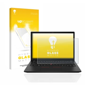 Front side of a product packaging with the brand logo upscreen. Next to it is the device Lenovo ThinkPad X13 Gen 3 shown with 