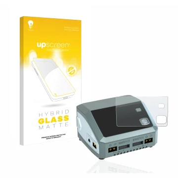 Front side of a product packaging with the brand logo upscreen. Next to it is the device SkyRc D200 neo shown with the corresp