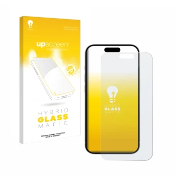 Front side of a product packaging with the brand logo upscreen. Next to it is the device Apple iPhone 15 Pro Max shown with th