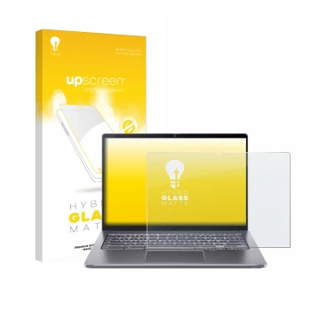 Front side of a product packaging with the brand logo upscreen. Next to it is the device Acer Chromebook Spin 714 shown with t