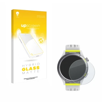 Front side of a product packaging with the brand logo upscreen. Next to it is the device Huami Amazfit Cheetah shown with the 