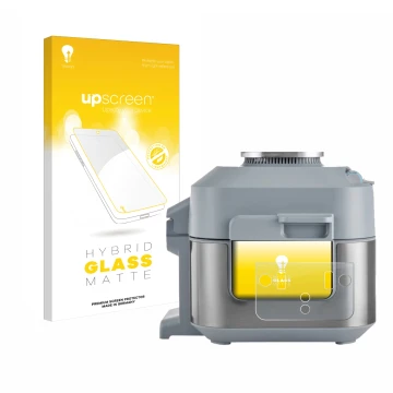 Front side of a product packaging with the brand logo upscreen. Next to it is the device Ninja Speedi Rapid Cooking System sho