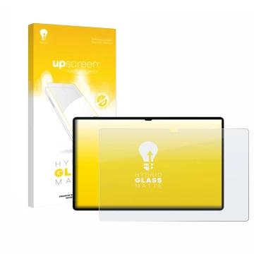 Front side of a product packaging with the brand logo upscreen. Next to it is the device Samsung Galaxy Tab S9 Ultra WiFi show