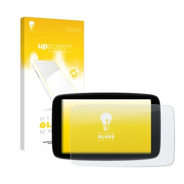 Front side of a product packaging with the brand logo upscreen. Next to it is the device TomTom GO Expert Plus 7