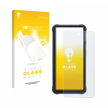 Front side of a product packaging with the brand logo upscreen. Next to it is the device Cubot King Kong Power shown with the 