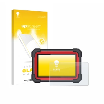 Front side of a product packaging with the brand logo upscreen. Next to it is the device Launch X-431 CRP 919E BT shown with t