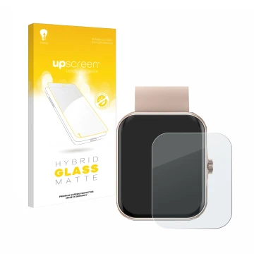 Front side of a product packaging with the brand logo upscreen. Next to it is the device Mutoy Smartwatch 1.83