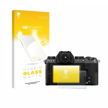 Front side of a product packaging with the brand logo upscreen. Next to it is the device Fujifilm X-S20 shown with the corresp