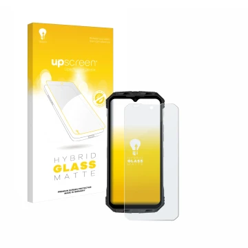 Front side of a product packaging with the brand logo upscreen. Next to it is the device Doogee S110 shown with the correspond