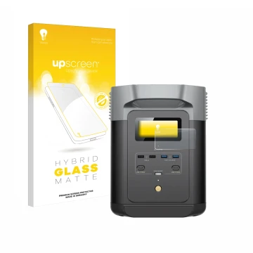 Front side of a product packaging with the brand logo upscreen. Next to it is the device EcoFlow DELTA 2 shown with the corres