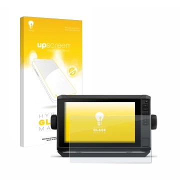 Front side of a product packaging with the brand logo upscreen. Next to it is the device Garmin ECHOMAP UHD2 9