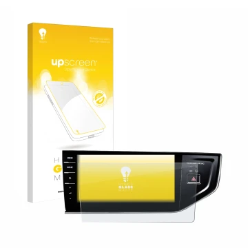 Front side of a product packaging with the brand logo upscreen. Next to it is the device Volkswagen Polo VI Discover Pro 9,2
