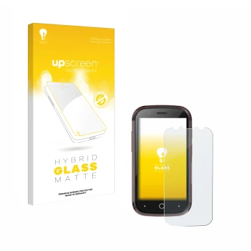 Front side of a product packaging with the brand logo upscreen. Next to it is the device Unihertz Jelly Star shown with the co