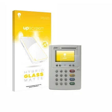 Front side of a product packaging with the brand logo upscreen. Next to it is the device ingenico eHealth ORGA Neo 6141 shown 