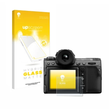 Front side of a product packaging with the brand logo upscreen. Next to it is the device Fujifilm GFX100 II shown with the cor