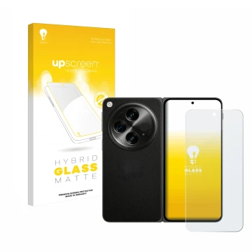 Front side of a product packaging with the brand logo upscreen. Next to it is the device OnePlus Open shown with the correspon