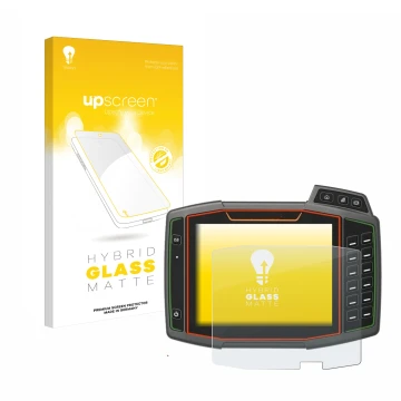 Front side of a product packaging with the brand logo upscreen. Next to it is the device Amazone AmaTron 4 shown with the corr