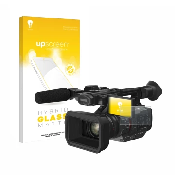 Front side of a product packaging with the brand logo upscreen. Next to it is the device Panasonic HC-X2 shown with the corres