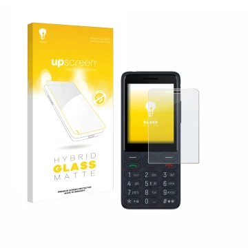 Front side of a product packaging with the brand logo upscreen. Next to it is the device TCL Onetouch 4022s shown with the cor