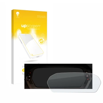 Front side of a product packaging with the brand logo upscreen. Next to it is the device Audi A3 2023 Virtual cockpit shown wi