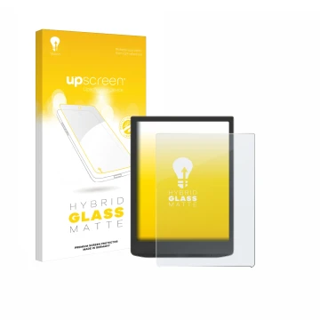 Front side of a product packaging with the brand logo upscreen. Next to it is the device Vivlio InkPad 4 shown with the corres