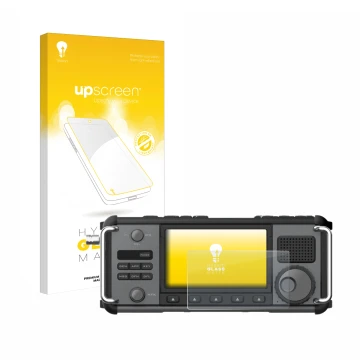 Front side of a product packaging with the brand logo upscreen. Next to it is the device Xiegu X6200 shown with the correspond