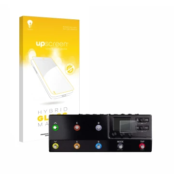 Front side of a product packaging with the brand logo upscreen. Next to it is the device Line 6 hx stomp XL shown with the cor