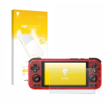 Front side of a product packaging with the brand logo upscreen. Next to it is the device Retroid Pocket 4 Pro shown with the c