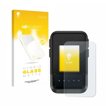 Front side of a product packaging with the brand logo upscreen. Next to it is the device Garmin eTrex Solar shown with the cor