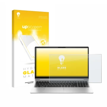 Front side of a product packaging with the brand logo upscreen. Next to it is the device HP EliteBook 640 G10 shown with the c